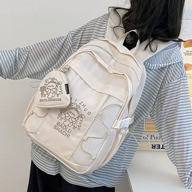 行途 百搭轻便休闲简约 尼龙 双肩包 女款 粉色/蓝色/黑色/紫色/米白色
