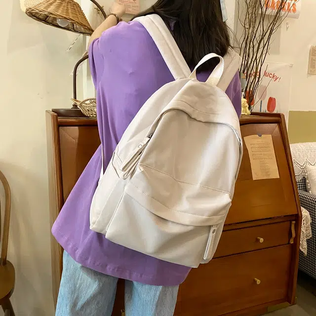 行途 大容量拉链开合 尼龙 双肩包 常规 男女同款情侣款 蓝色/绿色/粉色/白色/黑色