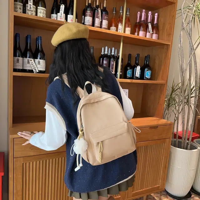 行途 可爱韩版百搭纯色森系小清新初中生 尼龙 书包背包双肩包 常规 女款 黑色/红色/蓝色/白色/卡其色