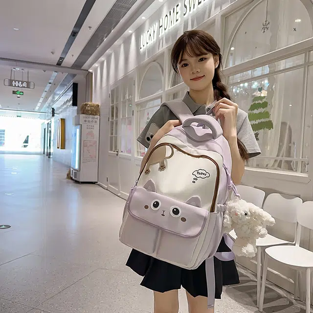 行途 可爱毛绒个性简约休闲 尼龙 双肩包 常规 女款 多色