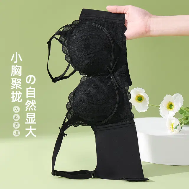 都市丽人 蕾丝胸罩夏季薄款聚拢收副乳防下垂大胸显小文胸 女款