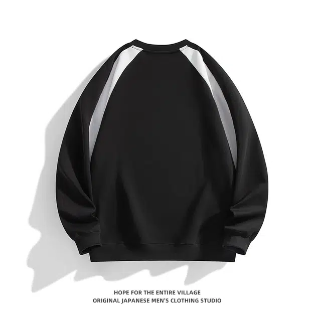 奇迹街区 日系圆领拼接潮牌街头百搭宽松打底卫衣 男女同款