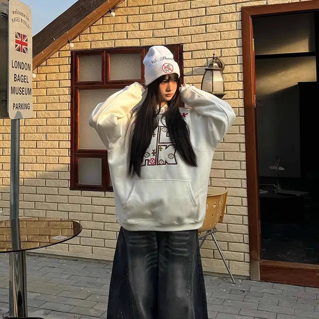 奇迹街区 美式字母连帽宽松长袖情侣重磅上衣帽衫卫衣 男女同款