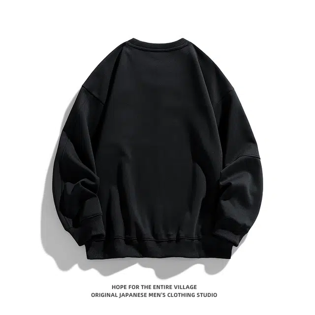 奇迹街区 日系拼接圆领潮牌街头宽松百搭打底上衣卫衣 男女同款