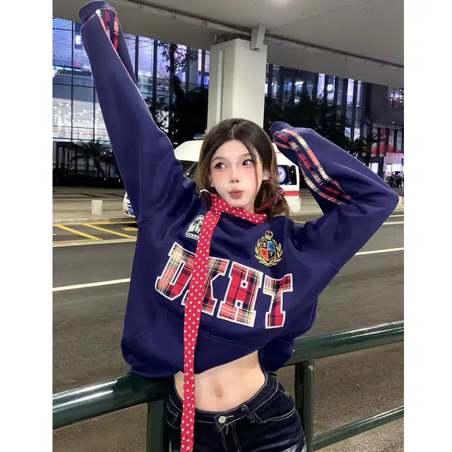 奇迹街区 美式字母宽松情侣重磅上衣帽衫连帽长袖卫衣 男女同款