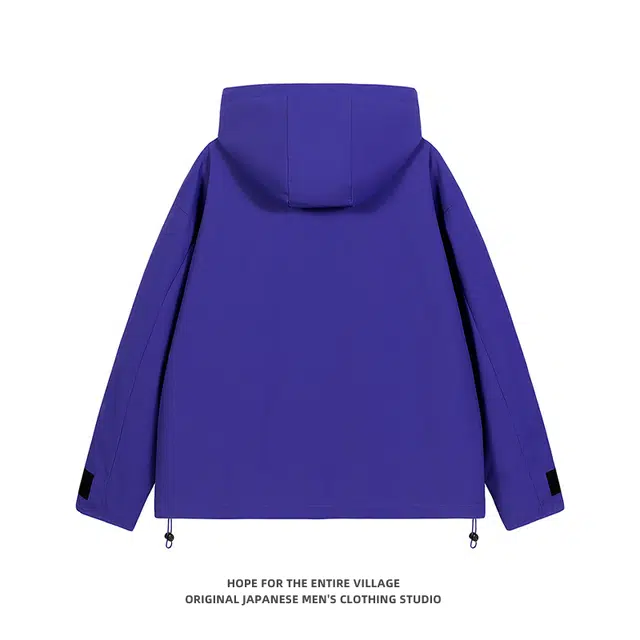 奇迹街区 日系街头潮牌宽松防风机能连帽冲锋衣夹克外套 男女同款