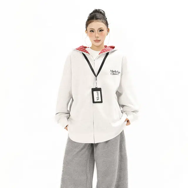 奇迹街区 美式高街嘻哈复古潮牌字母百搭舒适宽松连帽开衫长袖卫衣 男女同款