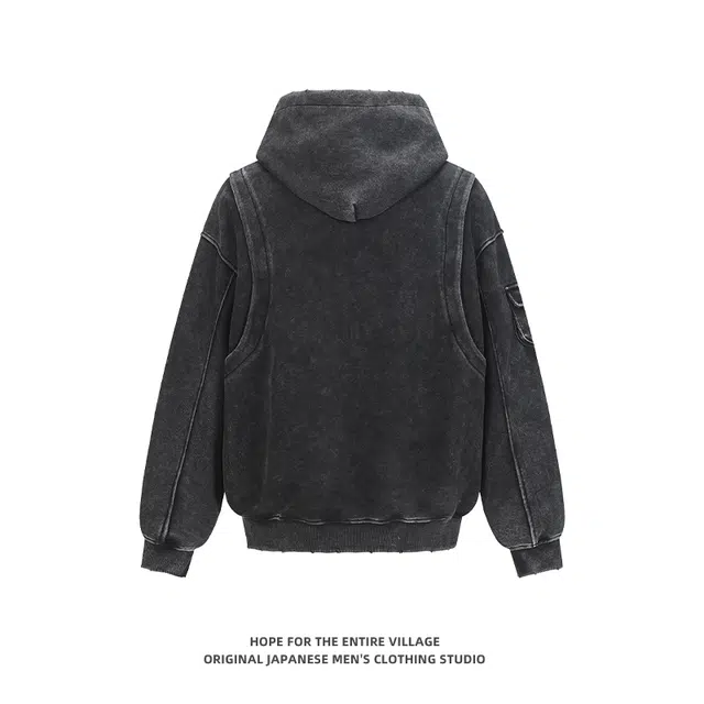 奇迹街区 美式潮牌复古连帽嘻哈宽松百搭外套情侣卫衣 男女同款