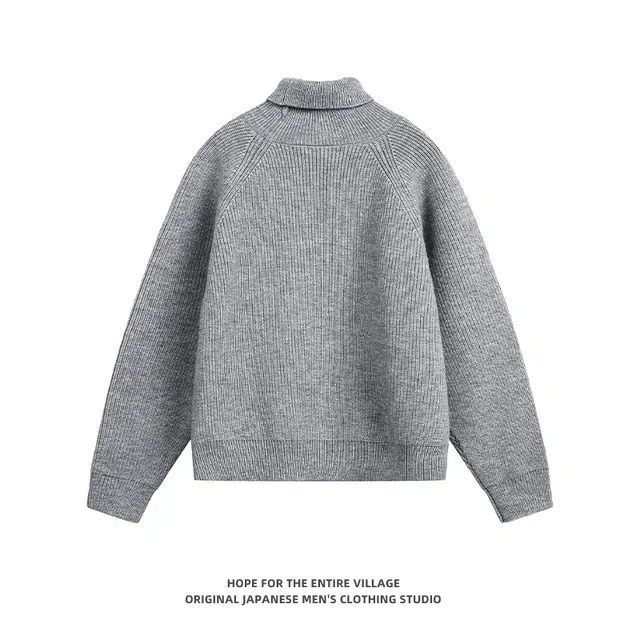 奇迹街区 秋冬高领简约纯色潮宽松打底线衫针织衫 男女同款