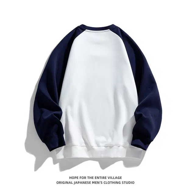 奇迹街区 日系拼接圆领潮牌街头宽松打底百搭卫衣 男女同款