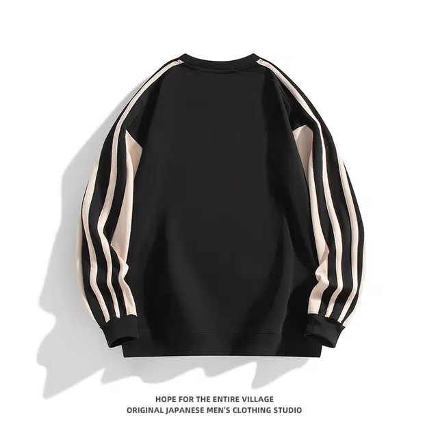 奇迹街区 日系拼接潮牌街头宽松百搭打底圆领卫衣 男女同款