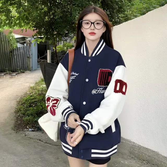 奇迹街区 复古潮牌字母宽松潮流棒球服夹克外套 男女同款