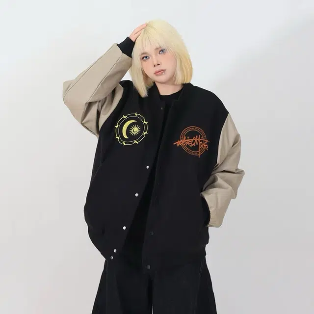 奇迹街区 美式复古拼接棒球服嘻哈宽松百搭潮流夹克外套 男女同款