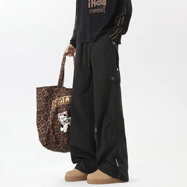 奇迹街区 美式工装高街运动复合机能登山裤多口袋潮牌潮流直筒山系户外时尚飞行员简约伞兵裤宽松垂感显瘦长裤休闲裤 男女同款