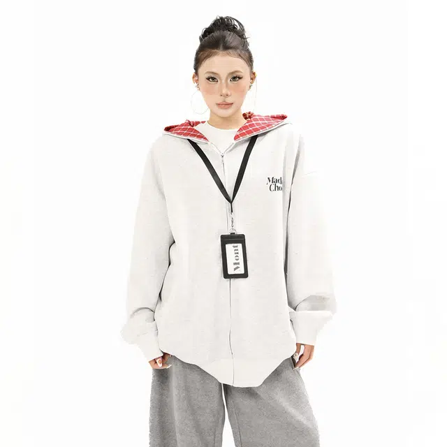 奇迹街区 美式高街嘻哈复古潮牌字母百搭舒适宽松连帽开衫长袖卫衣 男女同款