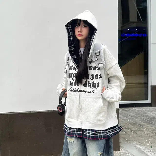 奇迹街区 国潮美式字母宽松情侣重磅长袖上衣帽衫连帽卫衣 男女同款
