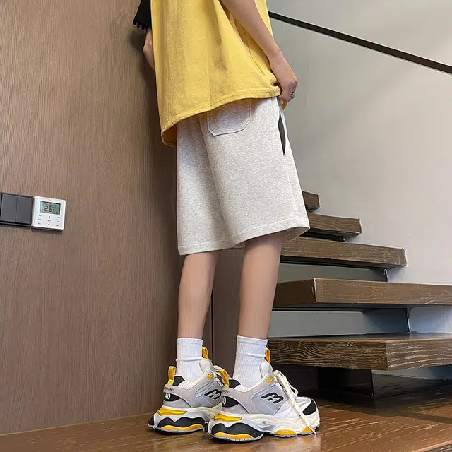 奇迹街区 美式基础款拼接条纹简约宽松结构性织带撞色设计百搭户外运动透气休闲短裤 男女同款