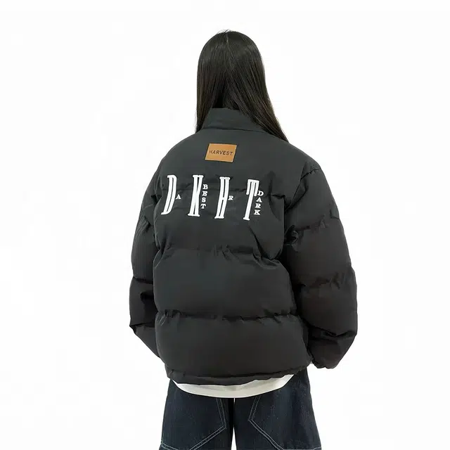 奇迹街区 美式街头字母刺绣面包服国潮百搭加厚棉衣情侣潮流高街复古外套上衣立领冬季棉服 男女同款