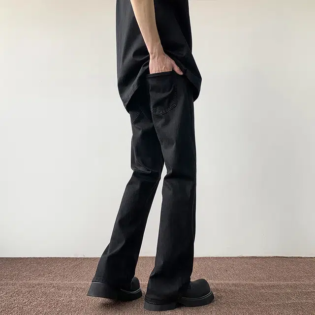 奇迹街区 美式复古水洗做旧简约基础款百搭大码港风日常高街小众个性休闲舒适宽松微喇显瘦直筒长裤牛仔裤 男女同款