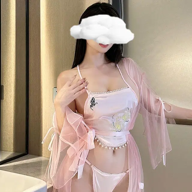 探寻鹿  情趣内衣网红经典古风汉服肚兜女性感诱惑三件套睡衣套装