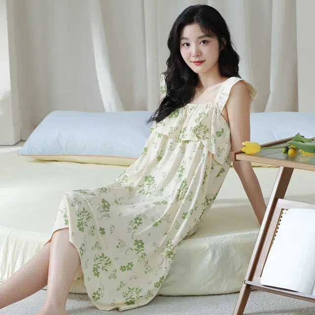 兰缪 气质舒适时尚无袖连衣裙 女款 荧光绿