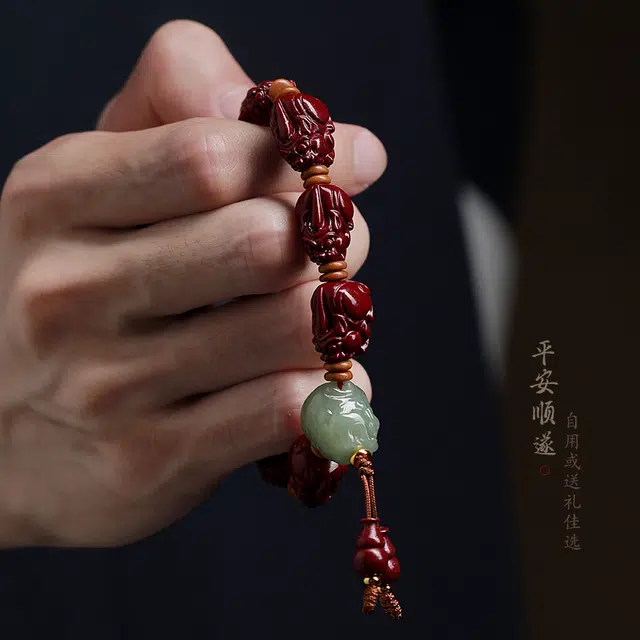 仙园韵 貔貅转运珠佛珠念珠好运 男文玩佛珠盘玩念珠手把件高级感女 朱砂 手串 男女同款情侣款