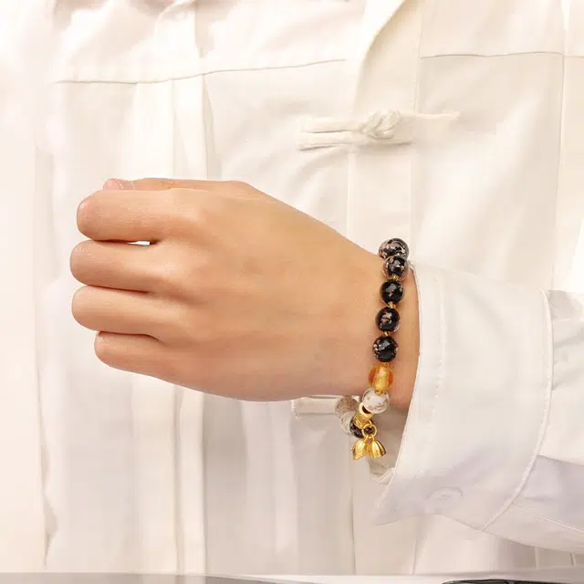 仙园韵 吉祥如意缓解焦虑 新中式国潮双色夜光百福具臻 爱情美满财运享通手饰#好运 琉璃 手串 男女同款情侣款