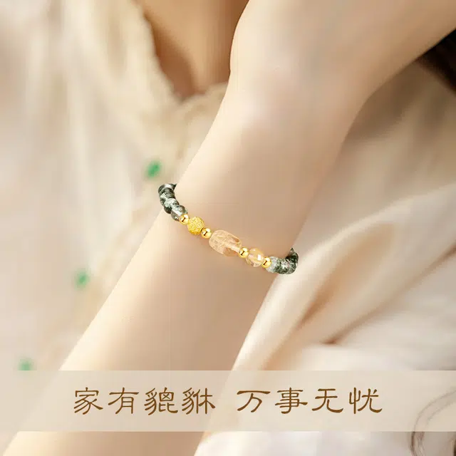 仙园韵 吸金貔貅 招财纳福 小众轻奢设计百搭财源滚滚事业有成能量石转运珠转运#好运 绿幽灵 水晶手串 女款