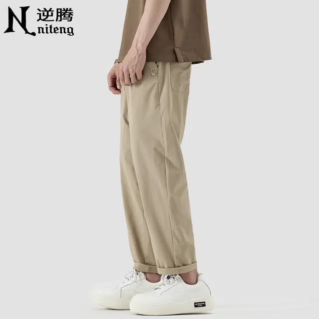 逆腾 潮牌凉感宽松小脚九分休闲裤 男款