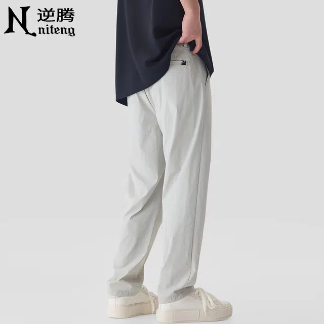 逆腾 潮牌宽松纯色百搭简约休闲裤 男款