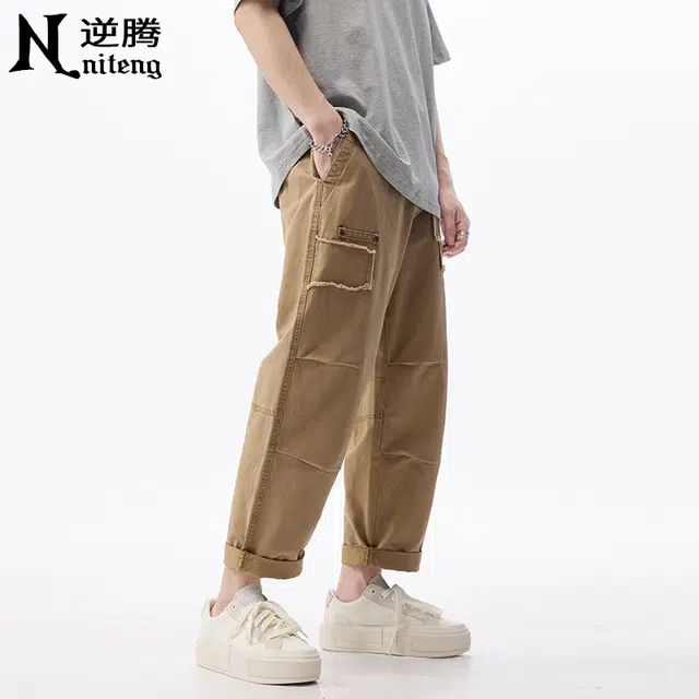 逆腾 潮牌宽松伐木舒适百搭休闲裤 男款 卡其色