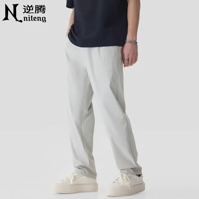 逆腾 潮牌宽松纯色百搭简约休闲裤 男款