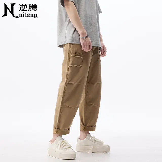 逆腾 潮牌宽松伐木舒适百搭休闲裤 男款 卡其色