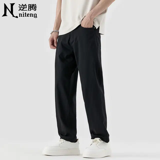 逆腾 潮牌宽松锥形九分休闲裤 男款