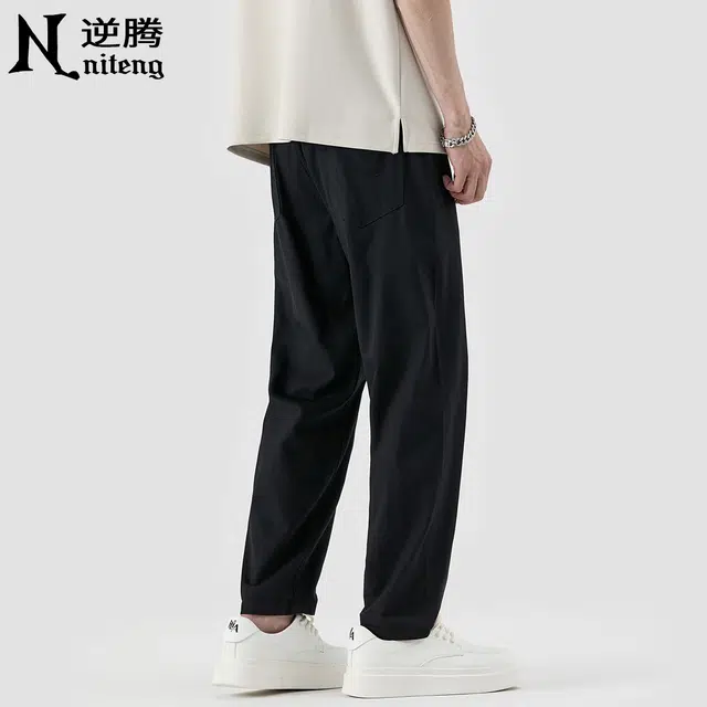 逆腾 潮牌宽松锥形九分休闲裤 男款