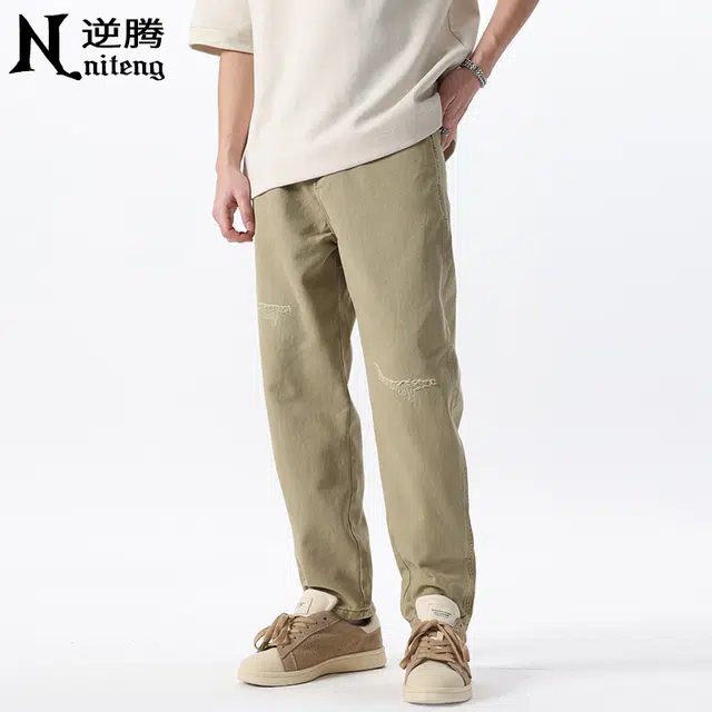 逆腾 潮牌时尚百搭舒适纯棉锥形九分休闲裤 男款