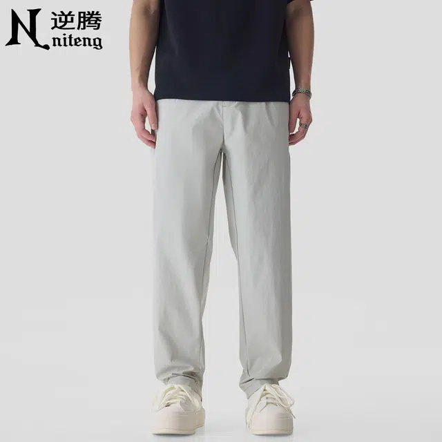 逆腾 潮牌宽松纯色百搭简约休闲裤 男款