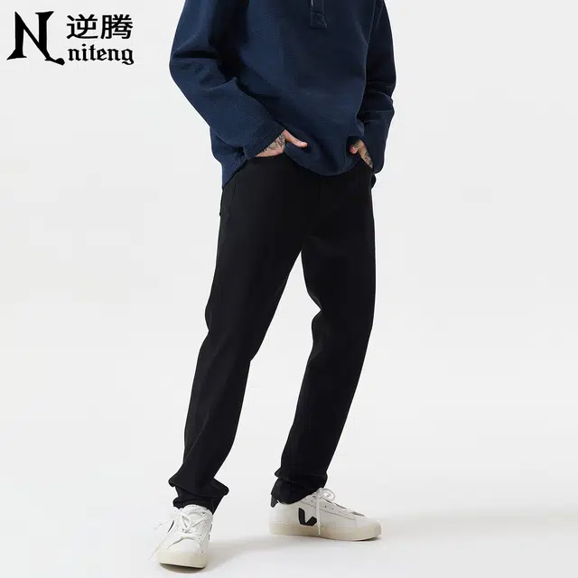 逆腾 秋季长裤子男美式潮牌四面弹直筒裤男士水洗修身小脚牛仔裤 男女同款