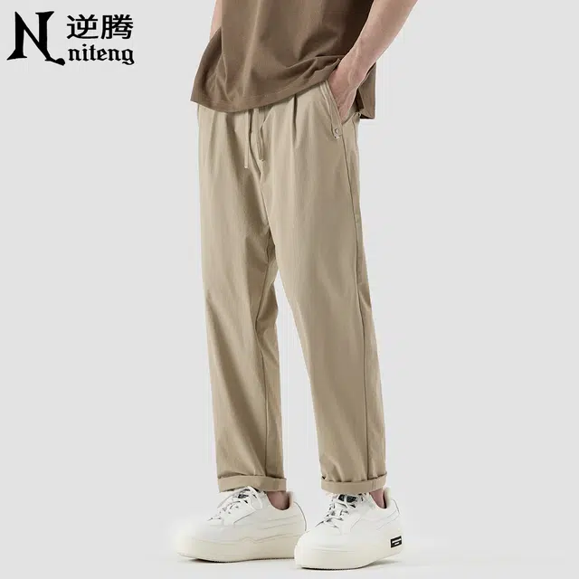 逆腾 潮牌凉感宽松小脚九分休闲裤 男款