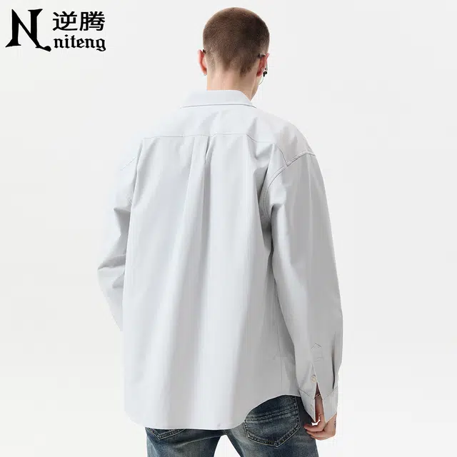 逆腾 秋季舒柔特休闲衬衣外套男潮牌高级感宽松男士通勤长袖衬衫 男女同款