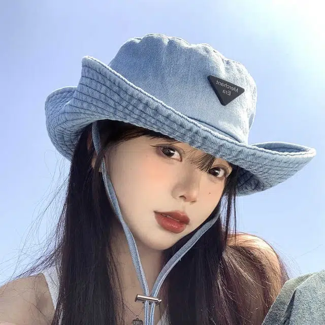 杨同学 日系复古水洗 扎染大帽檐显白显脸小遮阳防晒 涤纶 渔夫帽 女款 浅蓝/深蓝/黑色