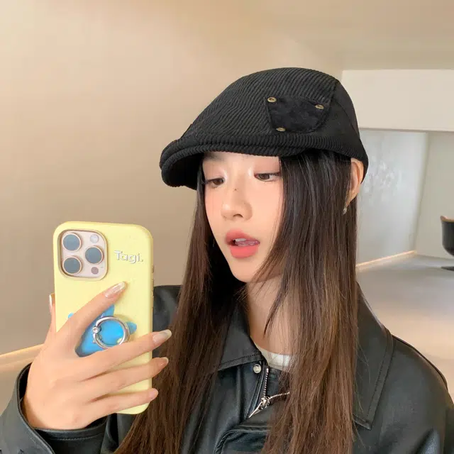 杨同学 英伦复古拼接灯芯绒时尚百搭 涤纶 贝雷帽 女款