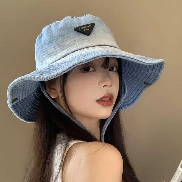 杨同学 日系复古水洗 扎染大帽檐显白显脸小遮阳防晒 涤纶 渔夫帽 女款 浅蓝/深蓝/黑色