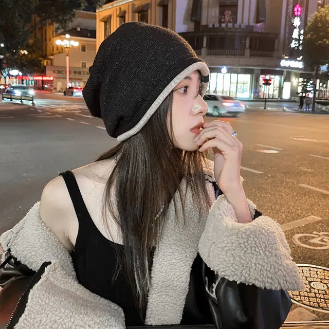 杨同学 韩版时尚卷标针织毛线保暖简约 涤纶 冷帽 男女同款情侣款 黑色/灰色/米色/咖啡