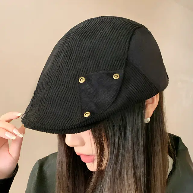 杨同学 英伦复古拼接灯芯绒时尚百搭 涤纶 贝雷帽 女款