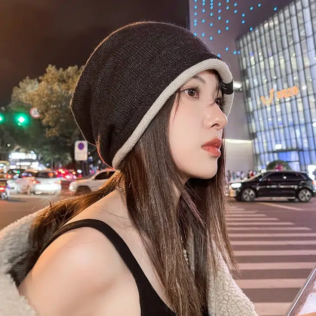 杨同学 韩版时尚卷标针织毛线保暖简约 涤纶 冷帽 男女同款情侣款 黑色/灰色/米色/咖啡