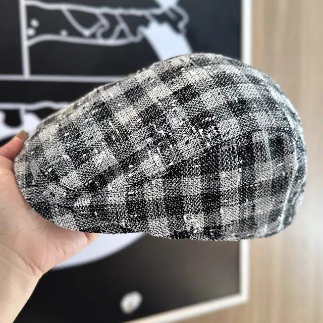 杨同学 英伦风复古黑白千鸟格百搭 涤纶 帽子 男女同款情侣款