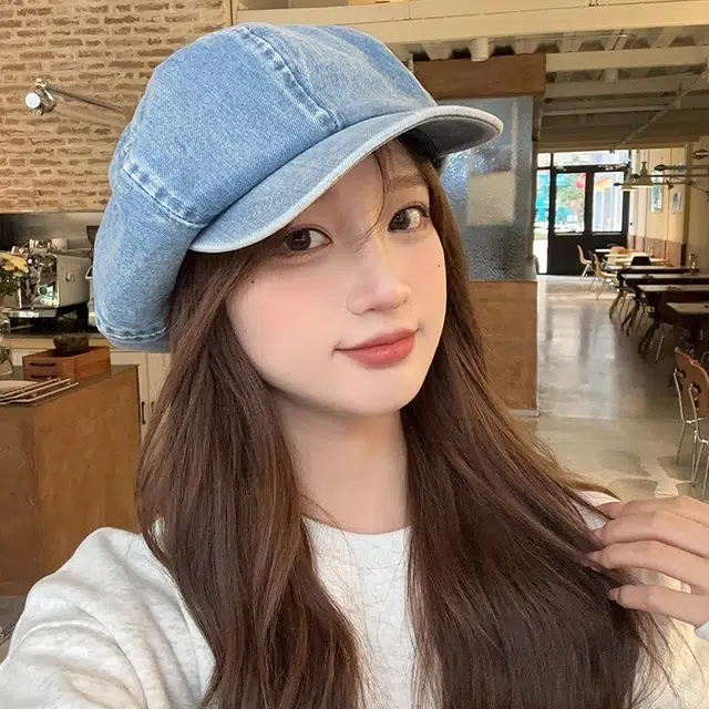 杨同学 复古文艺水洗牛仔时尚百搭云朵帽 涤纶 贝雷帽 男女同款情侣款 浅蓝/深蓝