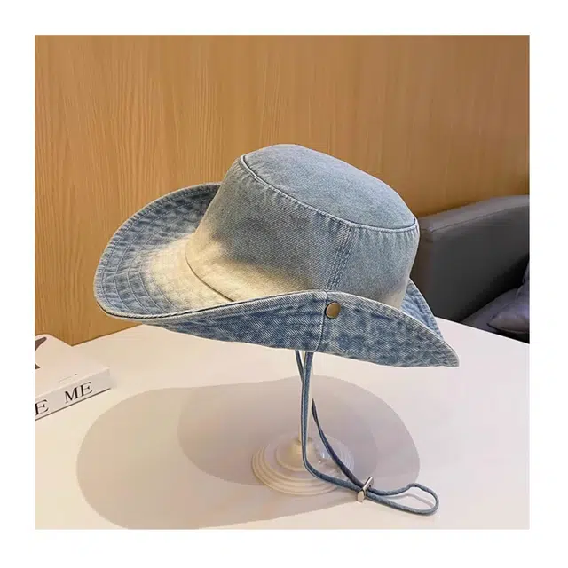 杨同学 水洗牛仔渐变设计遮阳防晒大檐 涤纶 渔夫帽 女款