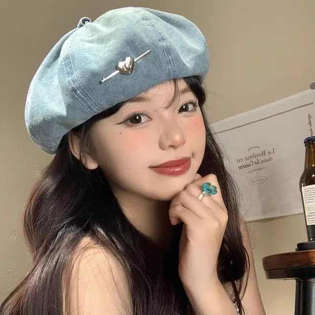 杨同学 复古百搭 涤纶 贝雷帽 女款 浅蓝/中蓝/深蓝
